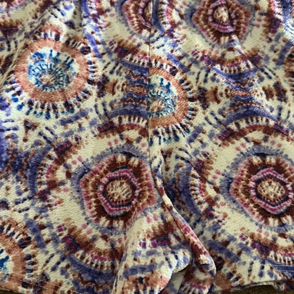 Aqua Girls Multi Color Pattern Cold Shoulder Shorts Romper